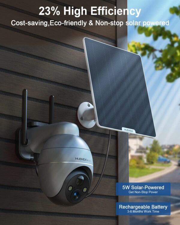 4G LTE Cellular Wireless PTZ Security Camera with Solar Panel & 128G Micro SD Card MUBVIEW G9